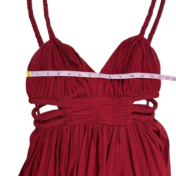 Free People Red Chiffon Greek Goddess Maxi Dress Gown Size 2 Whimsical RARE - Picture 12 of 15